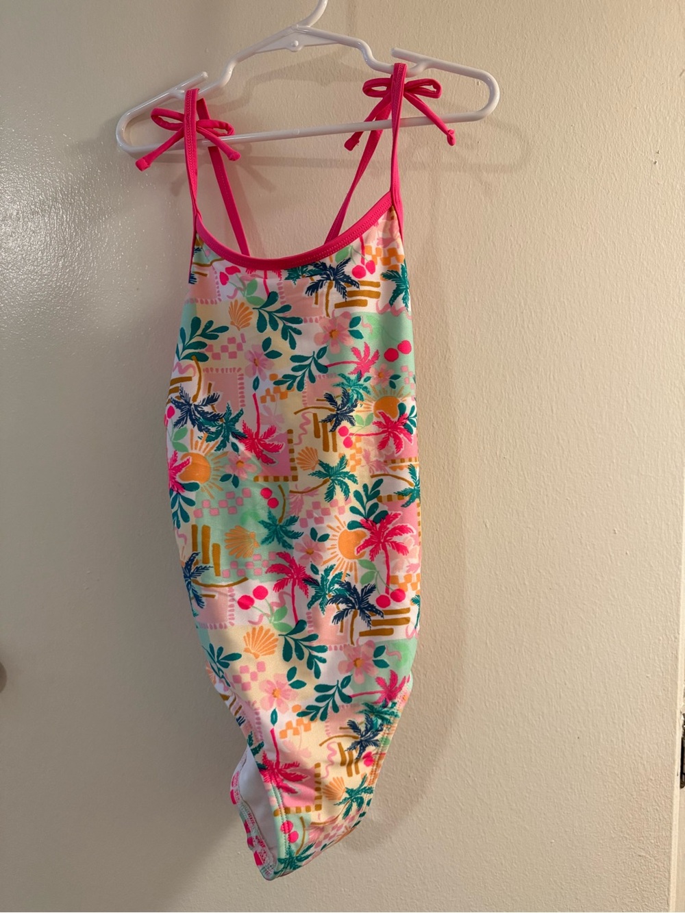 Cat & Jack Girls One-Piece Swimsuit in Bright Pink, Aqua, Yellow & Teal